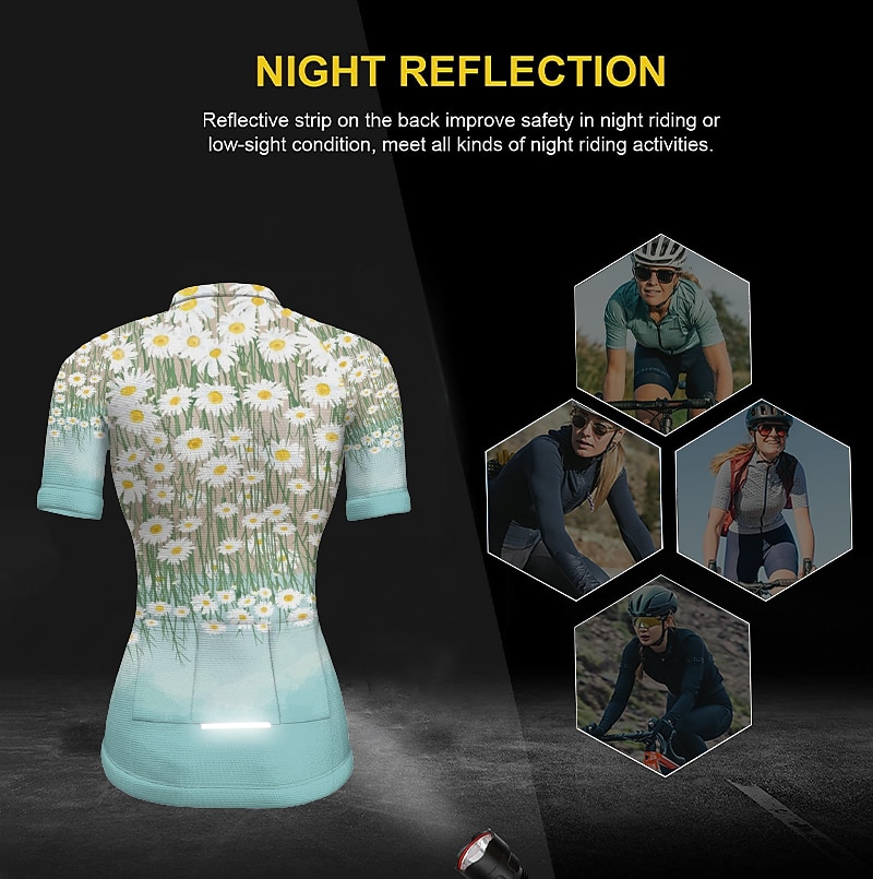 Women's Cycling Jersey Graphic Floral Botanical Short Sleeve Bike Jersey Top with 3 Rear Pockets Mountain Bike MTB Road Bike Cycling Quick Dry Reflective Strips Back Pocket Moisture Wicking Sports 2026 - $30.99 –P4