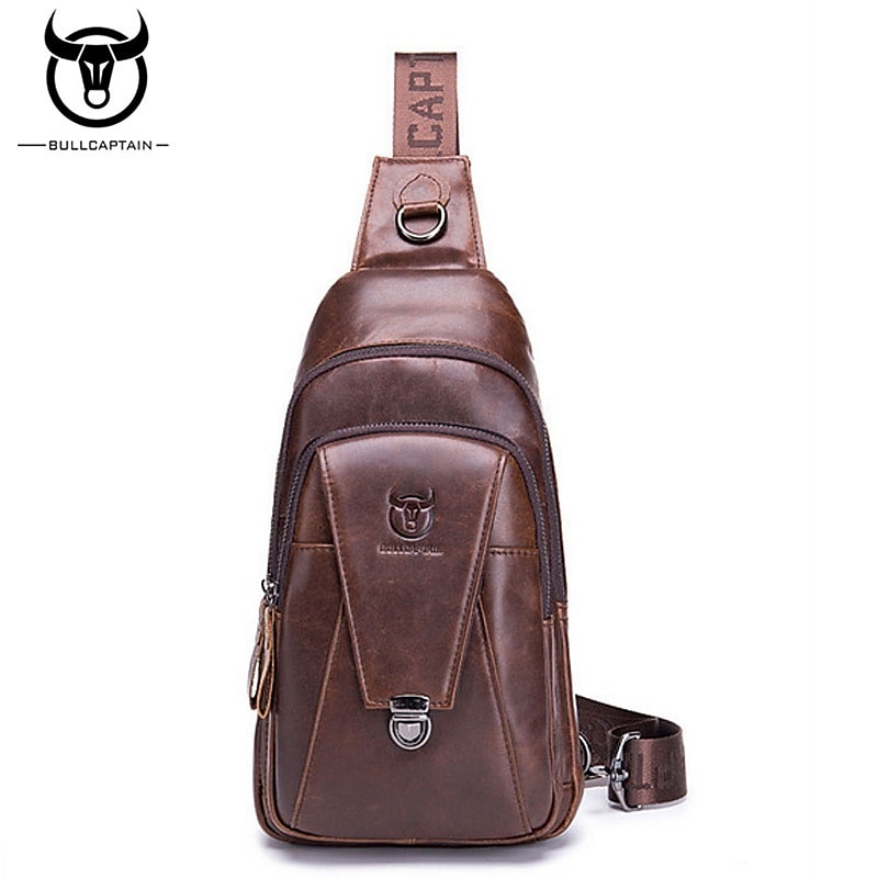 BULL CAPTAIN High Quality Men Genuine Leather Cowhide Vintage Chest Back Pack Travel fashion Cross Body Messenger Shoulder Bag 2025 - $51.99 –P9