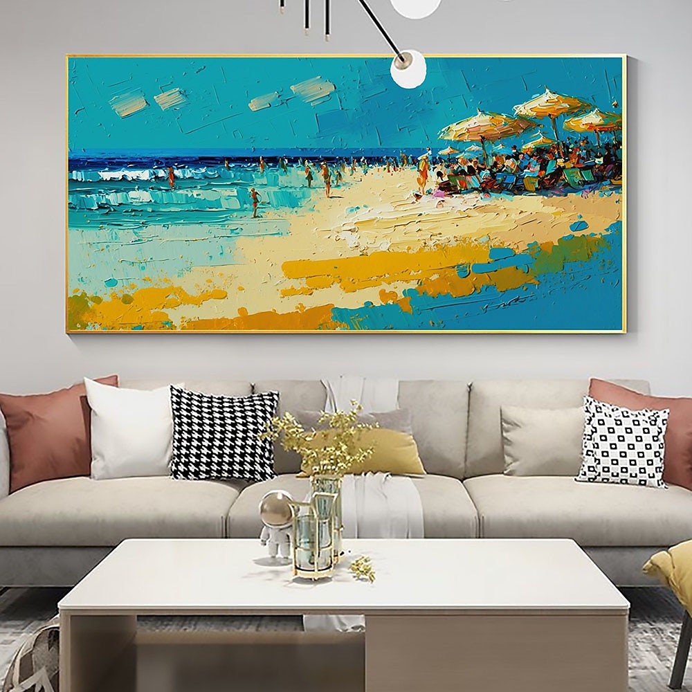 Handgefertigtes, handgemaltes Ölgemälde, Original-Sonnenschein-Ozean-Ölgemälde auf Leinwand, extra großes Wandkunst, abstraktes weißes Wellengemälde, Boho-Wanddekoration, gerollte Leinwand, kein 2025 - $69.99 –P11
