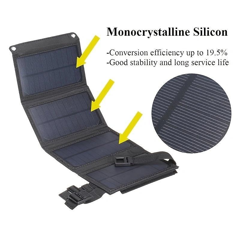 20W Portable Solar Charger 5V Foldable Solar Panel With USB Port Compatible With Cell Phone Digital SLR Power Bank For Outdoor Camping Hiking RV Trip 2026 - $41.99 –P5