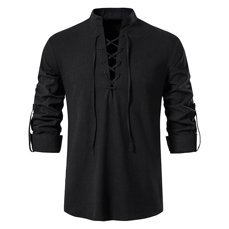 Médiéval Renaissance 17ème siècle Longueur moyenne Blouse / Chemise Costume de cosplay Ren Faire Chevalier Viking Chevalier Celtique Cordon de serrage Couleur Unie Homme Pirate Fantaisie Halloween de 2025 ? $21.99 –P9