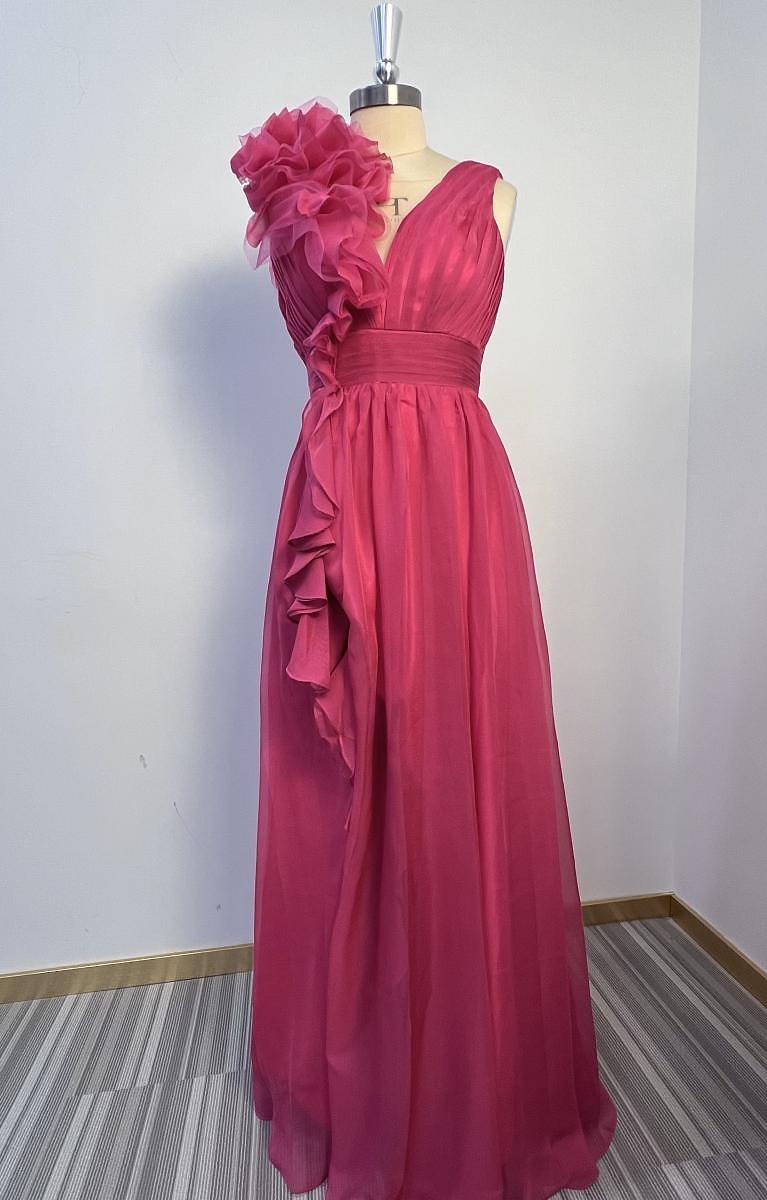 Abito da matrimonio sulla spiaggia A-Line Abito di Natale Gown serale Stile celebrity Abito rosso verde Formale Ospite di matrimonio lungo fino al pavimento senza maniche scollo a V in chiffon con del 2025 a $179.99 –P3