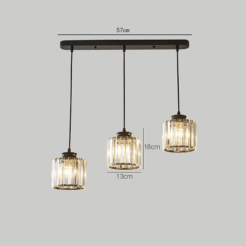 led suspensions îlot de cuisine lustres en cristal 1/3 tête ferme moderne foyer entrée luminaires plafond suspendu globe au-dessus de la table blanc chaud noir / or de 2025 ? $152.49 –P1