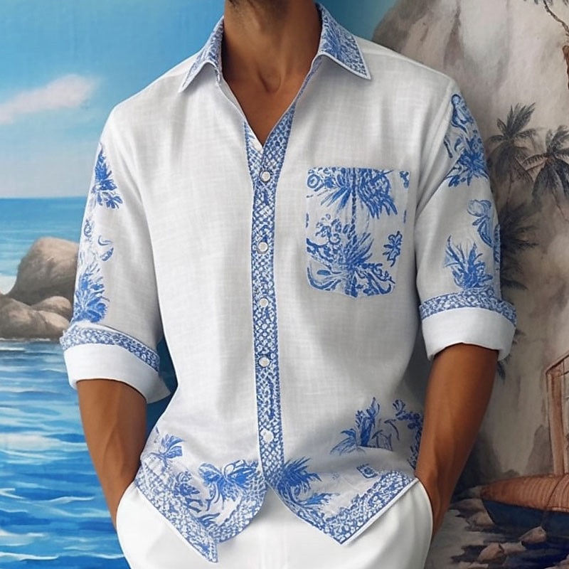 Per uomo Floreale Stampe Grafiche Camicia Manica Corta Sport Moda Streetwear Quotidiano All'aperto Weekend Estate Primavera Collo ripiegato Stampato Blu Giallo Rosso Verde Azzurro del 2026 a $11.49 –P7