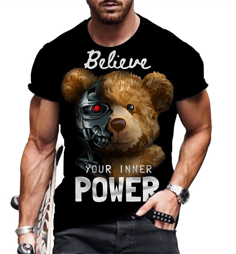 Herre Grafisk Dyr Morsom T skjorte Morsomme t-skjorter Kortermet T skjorte 3D-utskrift Crew-hals Skjorte Årgang Mote Designer utendørs Daglig Sport Svart og Hvit 1 Svart Vår sommer Klær S M L XL 2XL 2025 - $17.99 –P3