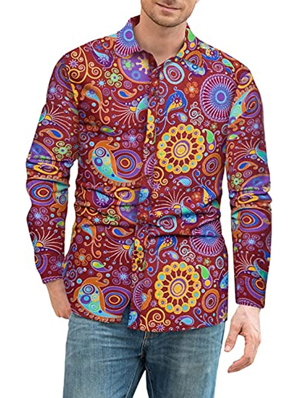 Retrò Vintage Anni '70 Camicia Disco Floreale Paisley Per uomo Casual Quotidiano Parata dell'Orgoglio Mese dell'orgoglio Adulti Top Tutte le stagioni del 2025 a $23.99 –P13