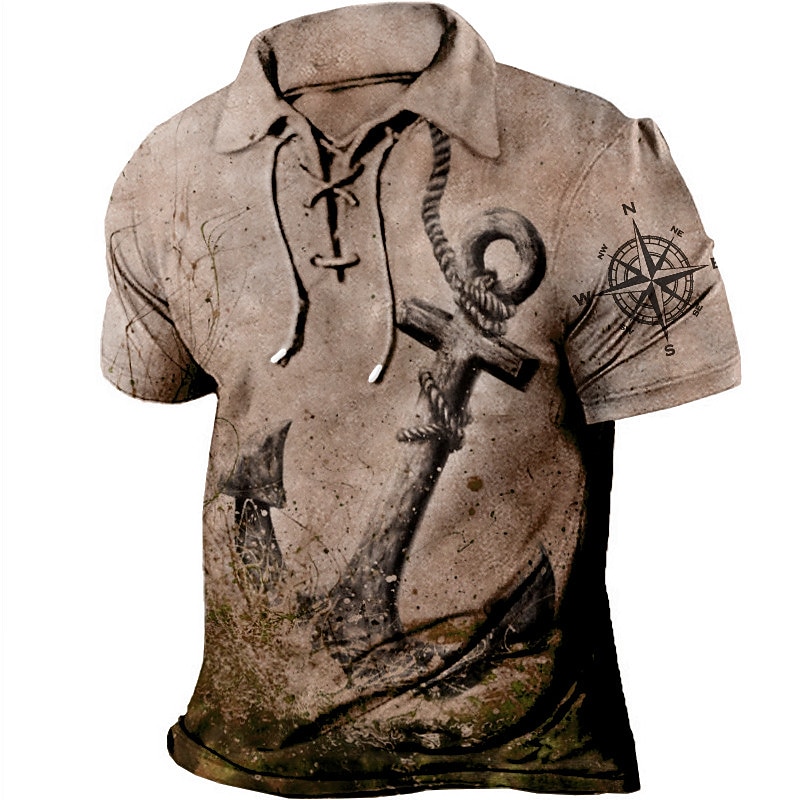 Bărbați Imprimeu Grafic Ancoră Epocă Tricou POLO Cămașă de golf Manșon scurt Cămașă Răsfrânt În aer liber Stradă Albastru Verde Albastru piscină Trifoi Kaki Gri Cordon Imprimeu Îmbrăcăminte Sport 2025 - $22.99 –P3