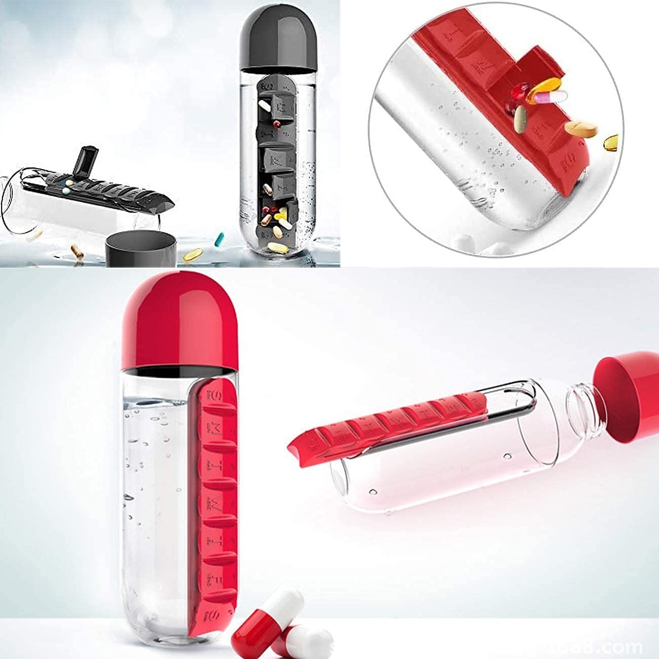 2 In 1 Pill Box Water Bottle