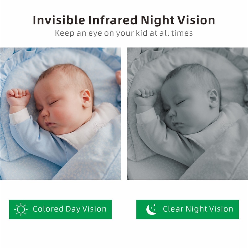 babyfoon - 3,5 scherm video babyfoon met camera en audio - afstandsbediening pan-tilt-zoom nachtzicht vox-modus temperatuurbewaking slaapliedjes 2-weg praten 960ft bereik 2025 - $142.99 –P6