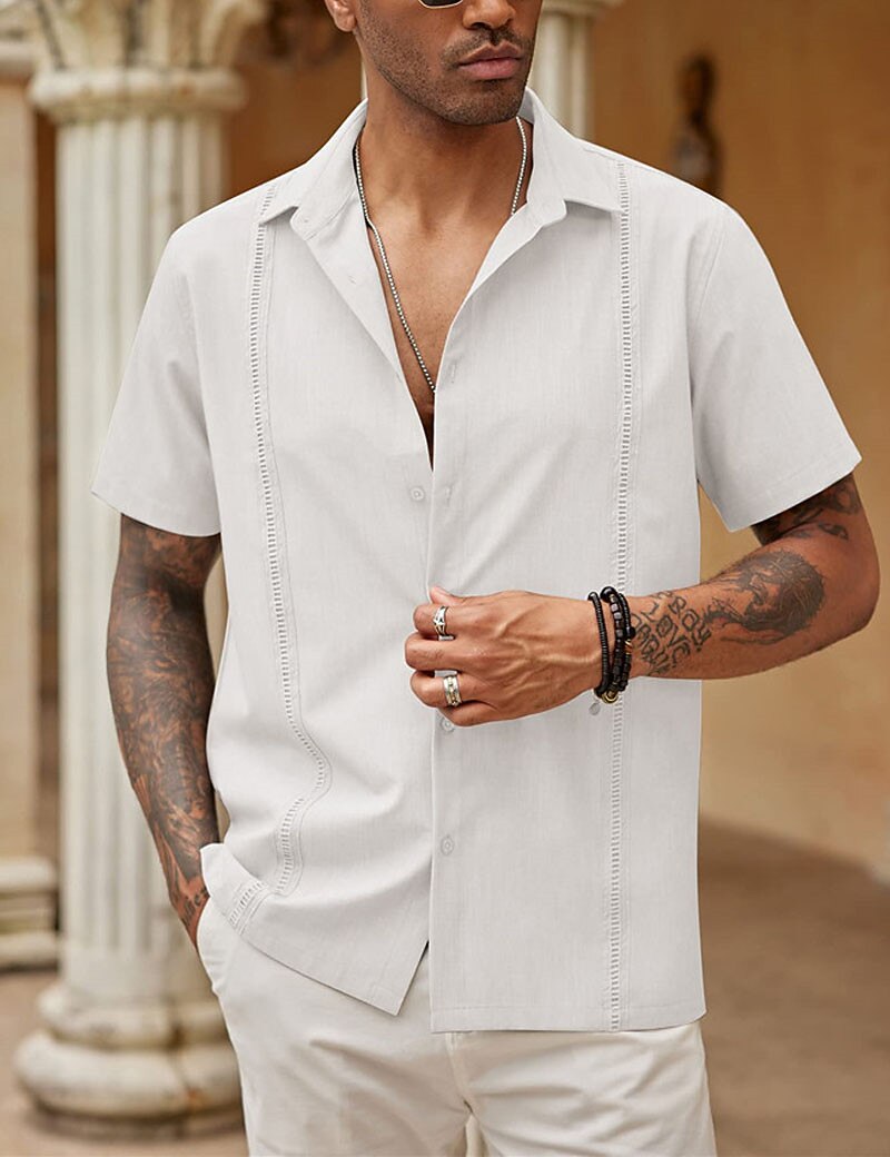 CUTeFiorino Sommer Hemd Herren: Stretch Slim Fit, Bequem & Stylisch