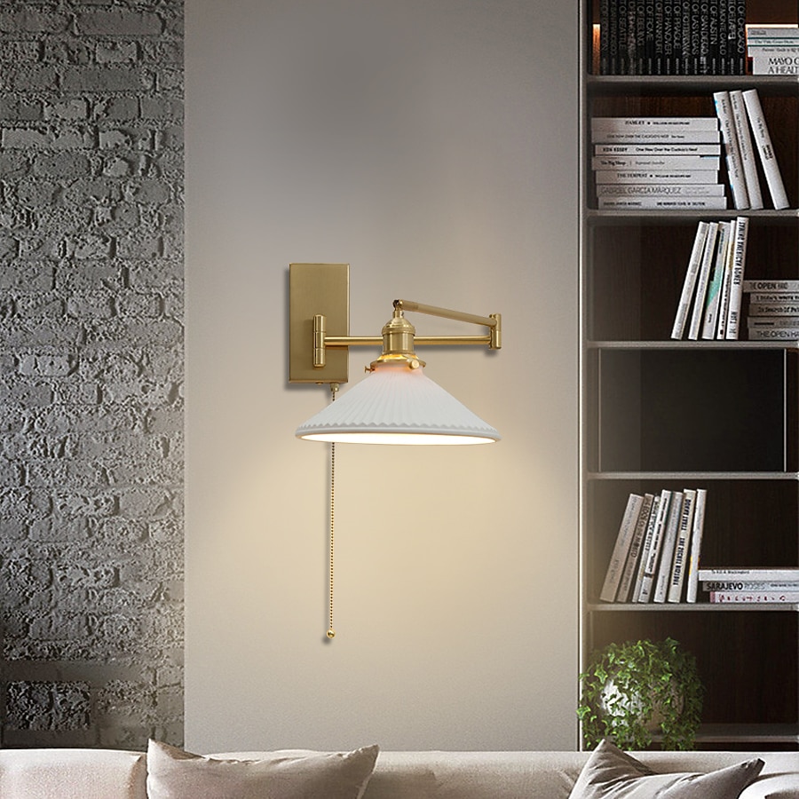Luz de pared led, luz de brazo oscilante, cerámica, hierro, sala de estar, habitación de muestra, dormitorio, mesita de noche, pared de tv, luz de arte, luz de pared 110-240v 2026 - $165.99 –P3