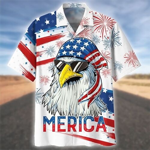 Men's Flag Horse Graphic Prints Shirt Summer Hawaiian Shirt Short Sleeve Shirt Turndown Casual Hawaiian White Red Blue Brown Print Button-Down Clothing Apparel Tropical Fashion Hawaiian Soft 2025 - $22.99 –P6