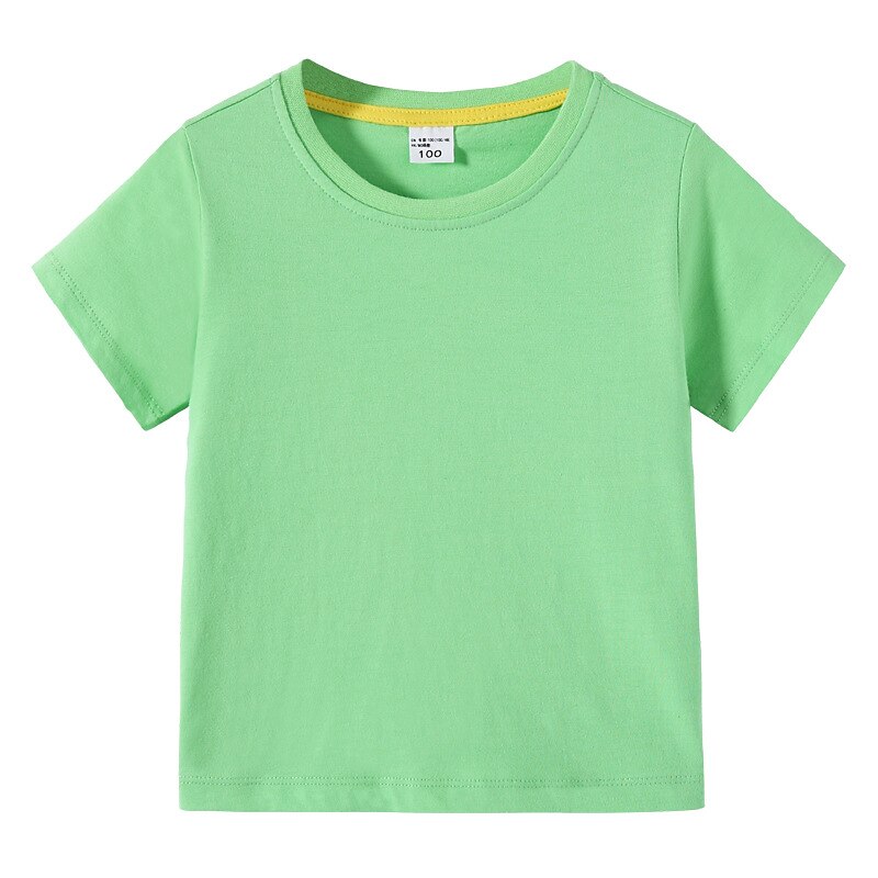 Barn Pojkar T-shirt Tee Ensfärgat Kortärmad Crewneck 100 % bomull Barn Top Skola Neutral Dagligen Grundläggande Sommar Ljusblå 3-13 år 2025 - $15.99 –P15