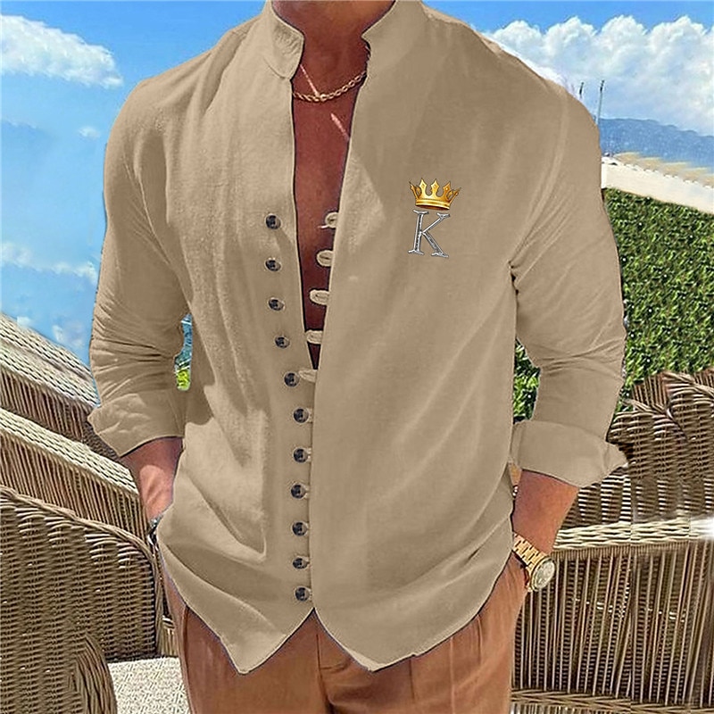 Herr Geometriska mönster Bokstav Dubbel (264x234 cm) Skjorta Knapp upp skjorta Långärmad Mode Streetwear Designer Utomhus Ledigt Dagligen Sommar Vår Höst Hög krage Mönster Svart Vit Rodnande Rosa Bl 2025 - $26.99 –P6