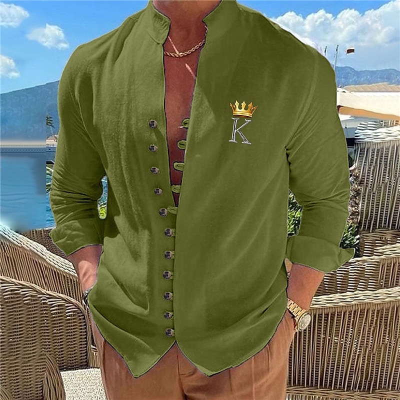 Herr Geometriska mönster Bokstav Dubbel (264x234 cm) Skjorta Knapp upp skjorta Långärmad Mode Streetwear Designer Utomhus Ledigt Dagligen Sommar Vår Höst Hög krage Mönster Svart Vit Rodnande Rosa Bl 2025 - $26.99 –P2