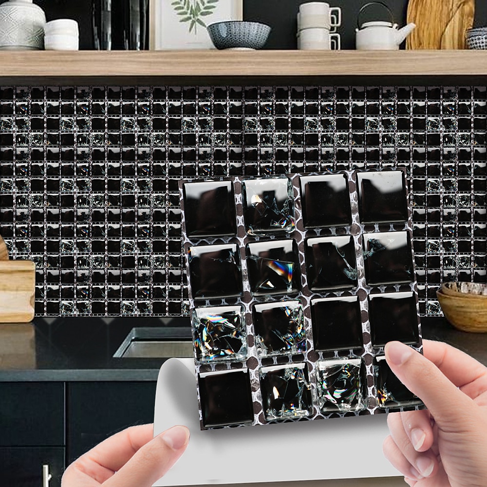 10 piezas 3d mosaico azulejo de cristal pegatina de vidrio tilediy impermeable autoadhesivo pegatina de pared 2025 - $7.99 –P13