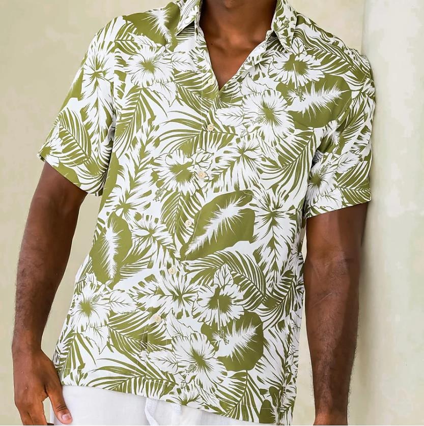 Herren Tier Leopard Hemd Hawaiihemd Sommerhemd Aloha-Shirt Kurze Ärmel Hemd Umlegekragen Tropisch Modisch Hawaiianisch Outdoor Strasse Hawaiianisch Schwarz Braun Grün S M L 2025 - $24.99 –P4