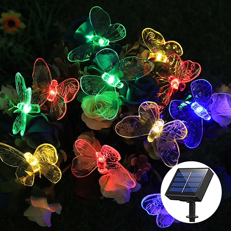 Solar-Lichterkette für die Gartendekoration – 5 m, 20 LEDs, Libelle und Schmetterling, wasserdichte Kranzlichter für den Rasen, Hochzeits- und Partydekoration 2025 - $14.99 –P6