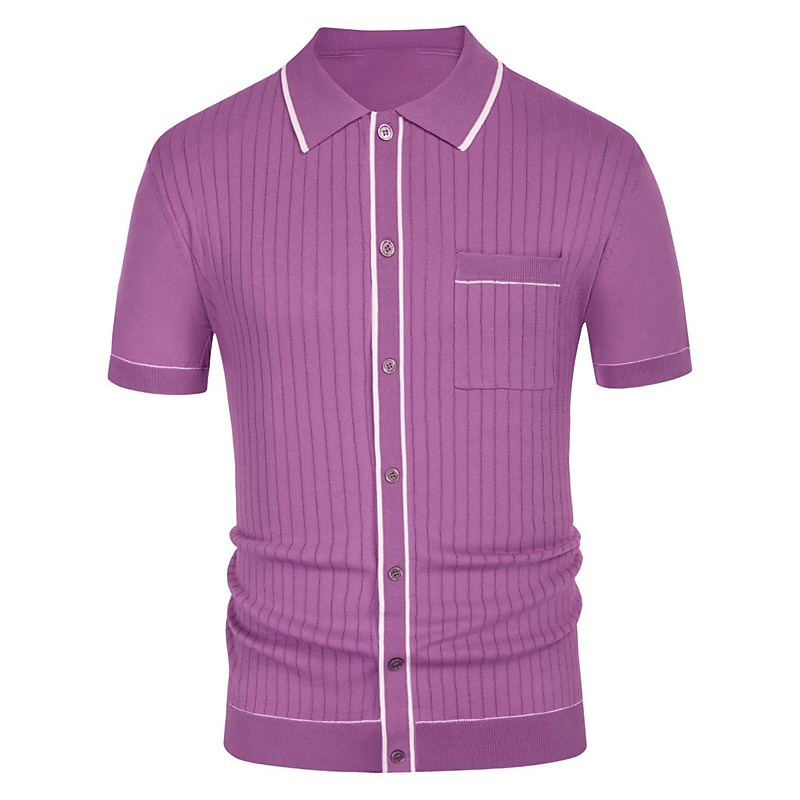 Men's Polo Knit Polo Sweater Business Casual Lapel Short Sleeve Modern Old Money Style Solid / Plain Color Button Front Summer Dark Navy Green Rose Red Polo 2025 - $31.99 –P8