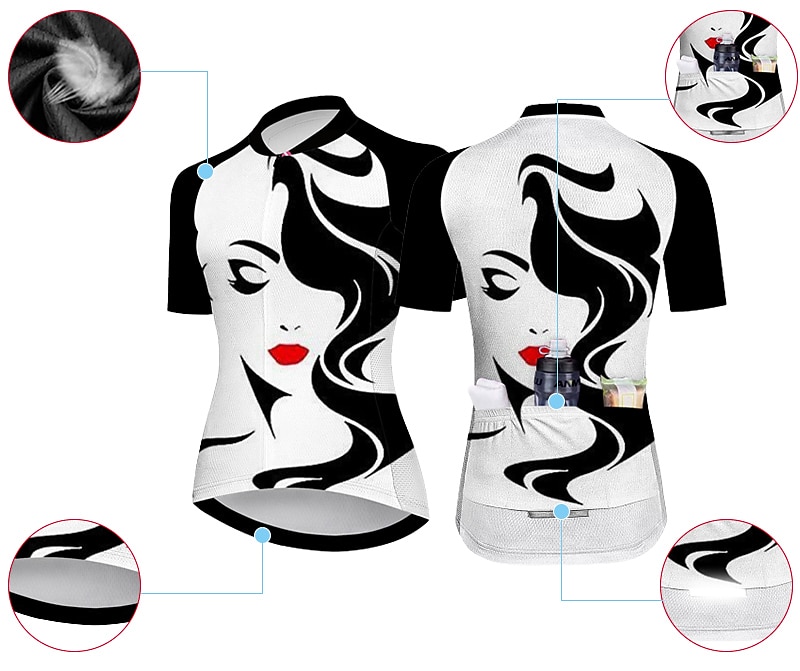 Per donna Maglia da Ciclismo Grafico Manica Corta Bicicletta Maglia Top con 3 tasche posteriori Mountain Bike MTB Ciclismo su strada Asciugatura Rapida Strisce Riflettenti Tasca Posteriore Traspirante del 2026 a $30.99 –P3