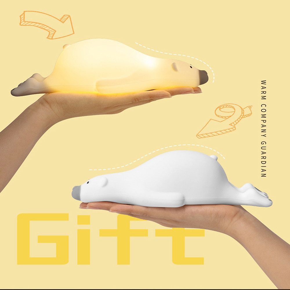светодиодный ночник с ленивым медведем, силиконовые перезаряжаемые лампы с регулируемой яркостью, USB, для детей, подарок для ребенка, мультяшный милый ночник с животными, сенсорный 2026 - $38.99 –P6