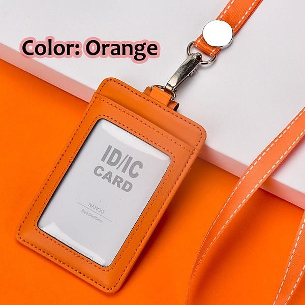 Настоящий кожаный держатель бизнес-карт модные держатели удостоверений с нейлоновой шейной лямкой офисные принадлежности 2026 - $12.99 –P7