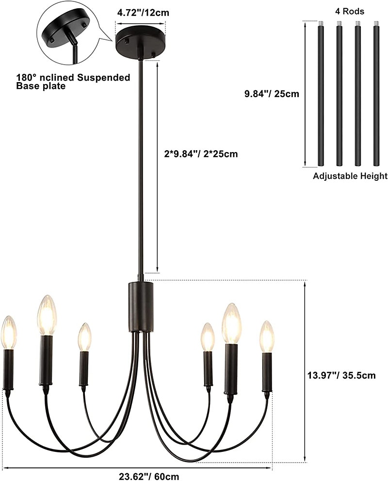 6-Light 60 cm gyertya stílus Csillárok Fém Szputnyik Festett felületek Szüret Ország 110-120 V 220-240 V 2026 - $194.99 –P2