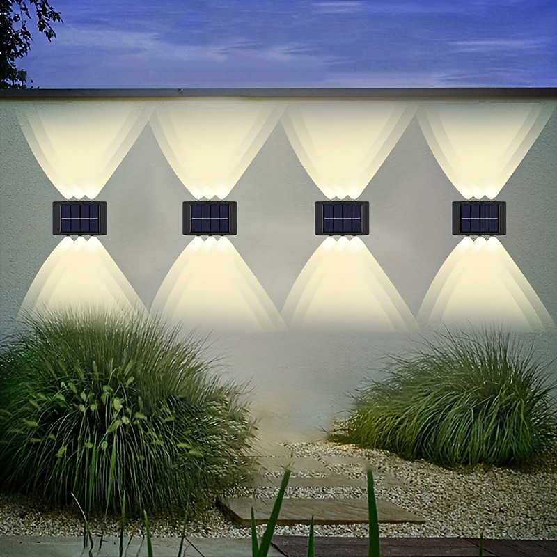Lampada Da Parete Solare Con Luce Su E Giù 6 Led Per Esterni Impermeabile Cortile Illuminazione Per Esterni Villa Muro Recinzione Portico Illuminazione Decorazione Luci Solari Da Parete Per Lavaggio del 2025 a $15.99 –P2