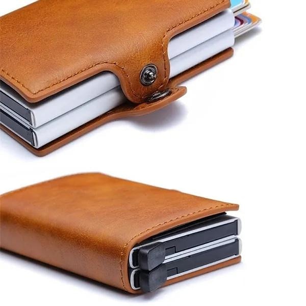 Pop Up RFID držák kreditních karet peněženka držáky kreditních karet PU kůže blokující RFID peněženka muže držák ID karty hliníkové pouzdro peněženka 2026 - $22.99 –P5