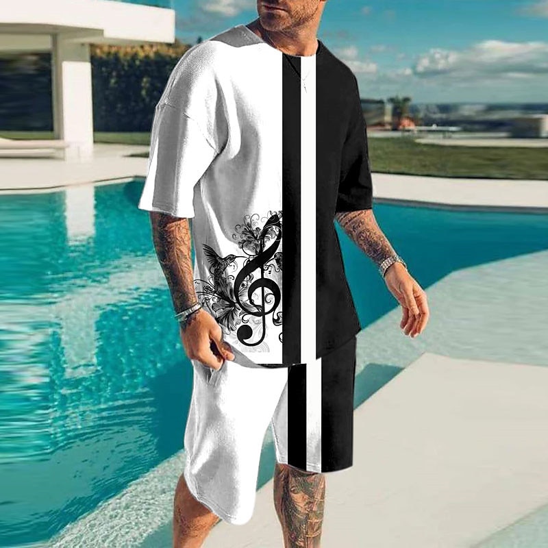 Per uomo Grafico Note Musicali 2 pezzi Set di magliette Set abbinati Manica Corta Pantaloni corti Girocollo Designer Casual Confortevole All'aperto Vacanza Quotidiano Stampa 3D Primavera & Estate del 2025 a $30.99 –P4