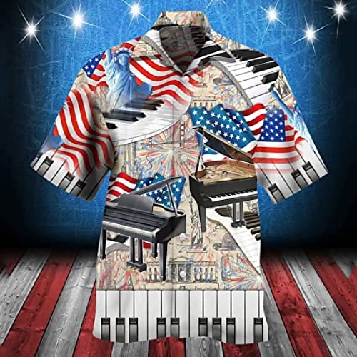 Men's Flag Horse Graphic Prints Shirt Summer Hawaiian Shirt Short Sleeve Shirt Turndown Casual Hawaiian White Red Blue Brown Print Button-Down Clothing Apparel Tropical Fashion Hawaiian Soft 2025 - $22.99 –P4