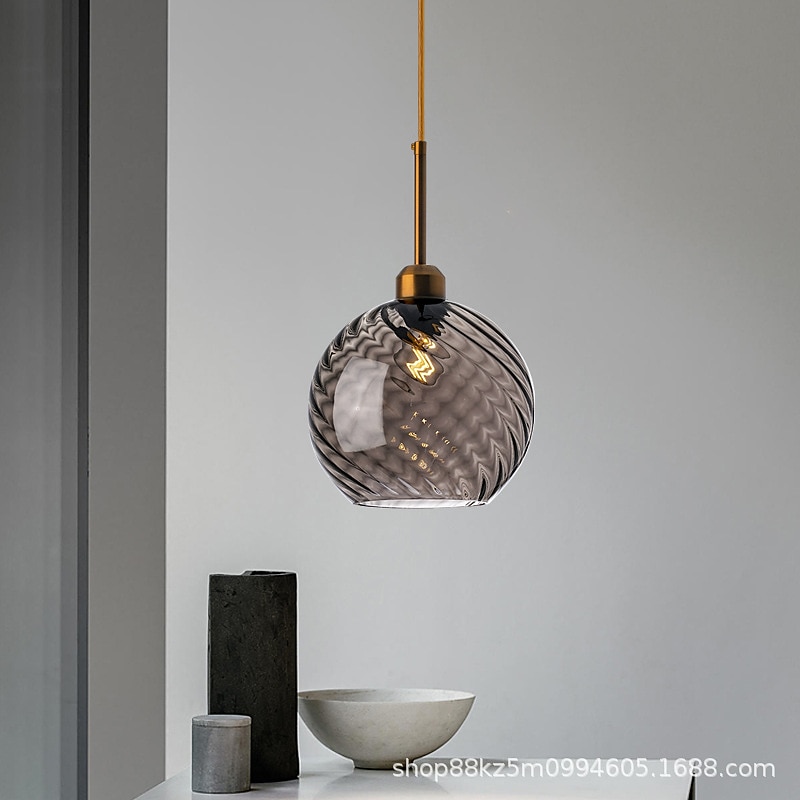 Lampes suspendues à LED îlot de cuisine en verre 10 "éclairage en verre soufflé à la main luminaires d'entrée de foyer de ferme moderne globe suspendu au plafond sur la table ambre/gris fumé 110-240v de 2025 ? $135.99 –P5