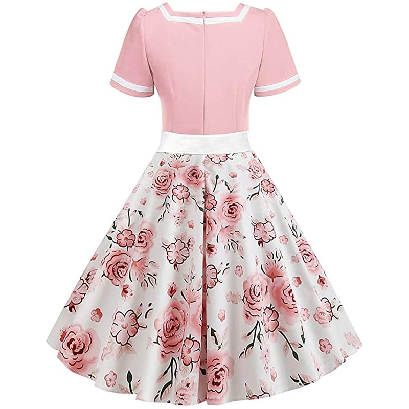 Retró 1950-es Déli A-Line ruha Rockabilly Swing ruha Virágos A-vonalú V-alakú Jelmez Női Farsang Álarcos mulatság Party estélyi viselet Hazaérkezés Koktélparty Felnőttek Ruha Hazatérő ruhák Tavaszi 2025 - $38.99 –P6