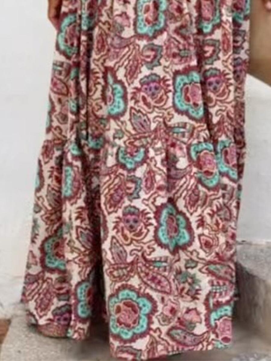 Dámské Maxi dlouhé šaty Volnočasové šaty Letní šaty Boho šaty Šaty s ohlávkou ke krku Čechy Módní Šik ven Venkovní Denní Dovolená Běžný Květinový Bez rukávů Krk ohlávky Rubínově červená Léto Jaro 2025 - $33.99 –P1