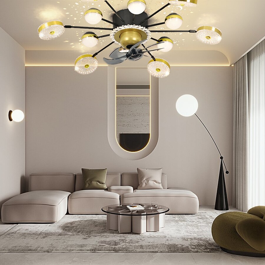 stropní ventilátor s aplikací světla& dálkové ovládání 102 cm stmívatelné 6 rychlostí větru sputnik designová projekce moderní stropní ventilátor do ložnice, obývacího pokoje, malého pokoje 2025 - $417.49 –P11