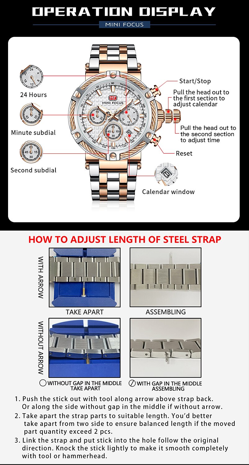 MINI FOCUS Chronograph Multifunction Quartz Mens Watches Luxury Stainless Strap Business Male Clock Waterproof relogio masculino 2025 - $52.99 –P7