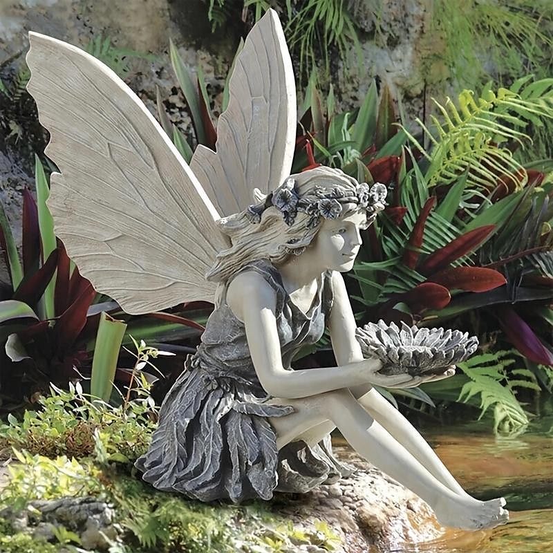 Fairy Statue,Fairy Angel Crafts, Resin Garden Sculpture Butterfly Wings Flower Elf Outdoor Decoration, For Home Decor Patio Lawn 2025 - $15.49 –P1