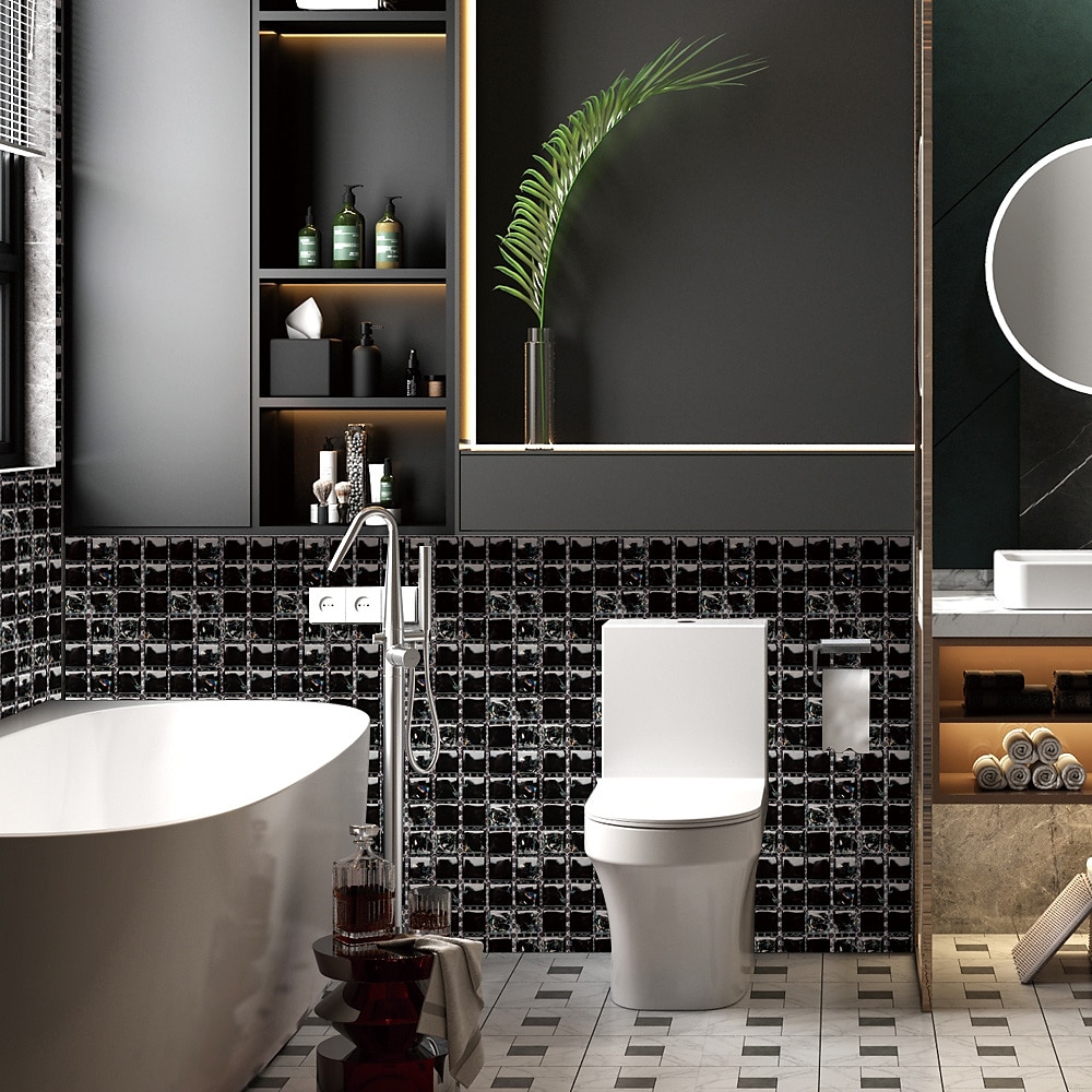 10 piezas 3d mosaico azulejo de cristal pegatina de vidrio tilediy impermeable autoadhesivo pegatina de pared 2025 - $7.99 –P12