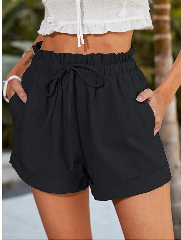 Dame Shorts Mote Kort عادي Snorer Sidelommer Komfort Uelastisk Fritid / hverdag Svart Blå Brun Grønn Normal 2025 - $18.99 –P1