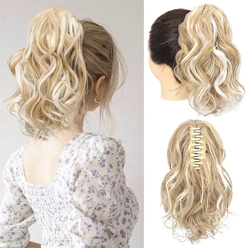 mettre en évidence l'extension de queue de cheval griffe courte épaisse ondulée bouclée mâchoire pince en fausses queues de cheval faux cheveux doux aspect naturel postiche synthétique pour les femmes de 2025 ? $19.99 –P2