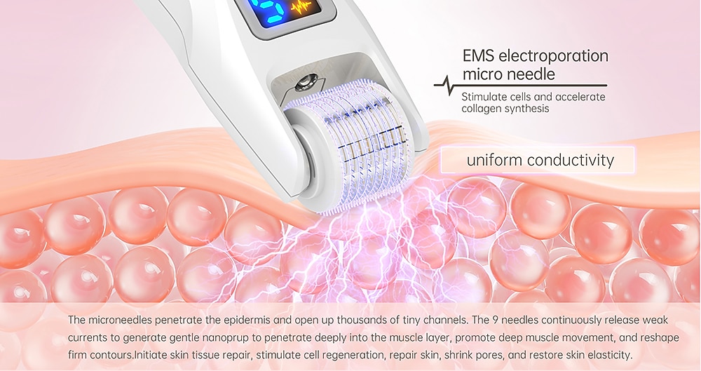 2023 Newest 540pins EMS Derma Roller Micro Current Microneedling Roller with Red Blue Light Therapy and Vibration Bio Roller G5 2024 - $55.99 –P2