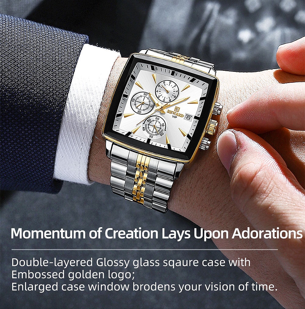 2024年 報酬メンズ腕時計ブルー長方形クォーツ腕時計高級ビジネス時計時計発光手防水時計男 コレクション – $36.99