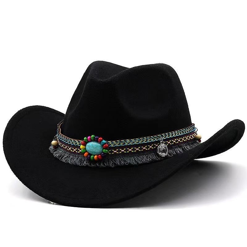 Klassischer Western-Cowboyhut Aus Filz – Breite Krempe Mit Gürtelschnalle Für Damen & Herren (Größe M-L)