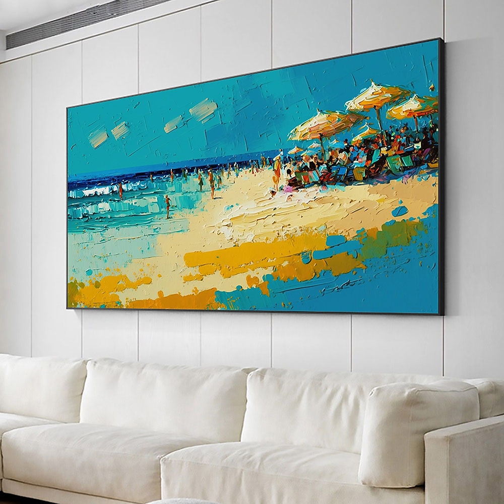 Handgefertigtes, handgemaltes Ölgemälde, Original-Sonnenschein-Ozean-Ölgemälde auf Leinwand, extra großes Wandkunst, abstraktes weißes Wellengemälde, Boho-Wanddekoration, gerollte Leinwand, kein 2025 - $69.99 –P12