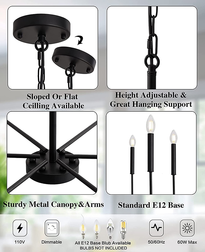 Lustre de 6 luzes 26" moderno lustre de casa de fazenda de metal ferro forjado clássico vela pingente de teto luminária para sala de jantar sala de estar cozinha ilha entrada escada, diâmetro 26" de 2026 por $215.89 –P2