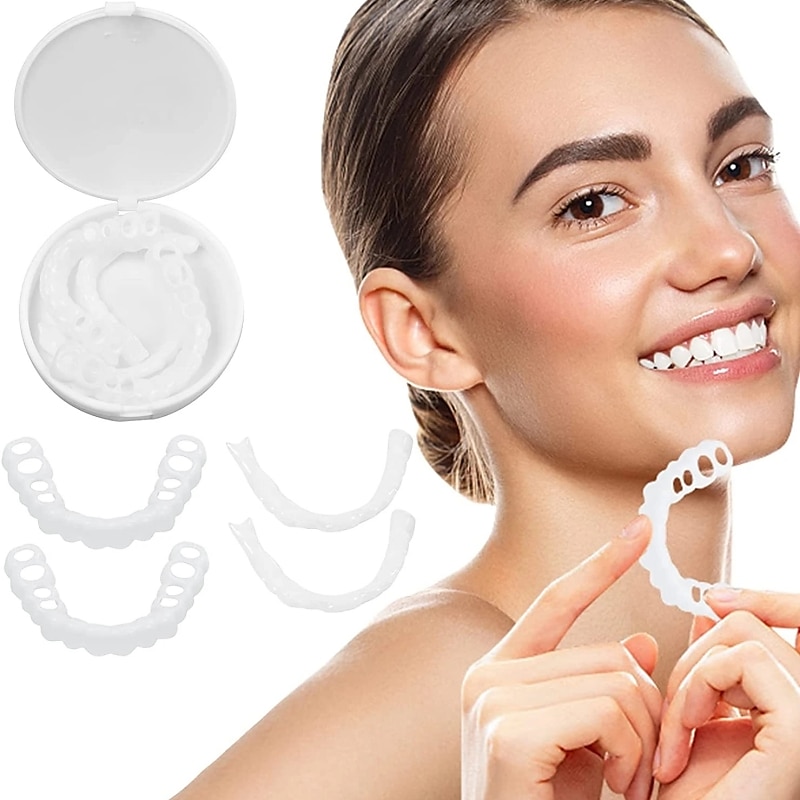 1 Packung Silikon-Zahnaufhellung, Zahnspangen, Simulationsprothese, obere Zähne, untere Zähne, Set mit Box, perfektes Lächeln 2025 - $9.49 –P1