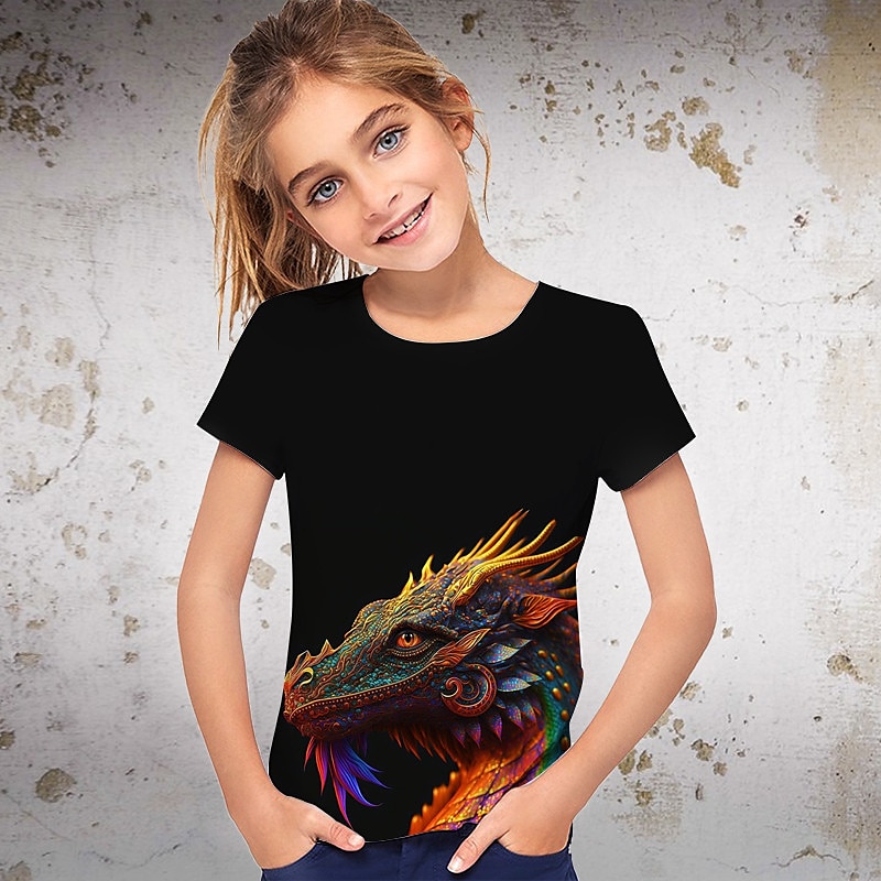 Dívčí 3D Grafika Zvíře Dinosaurus Tričko Košilky Krátký rukáv 3D tisk Léto Jaro Aktivní Módní Šik ven Polyester Děti 3-12 let Venkovní Ležérní Denní Běžný 2025 - $11.49 –P9