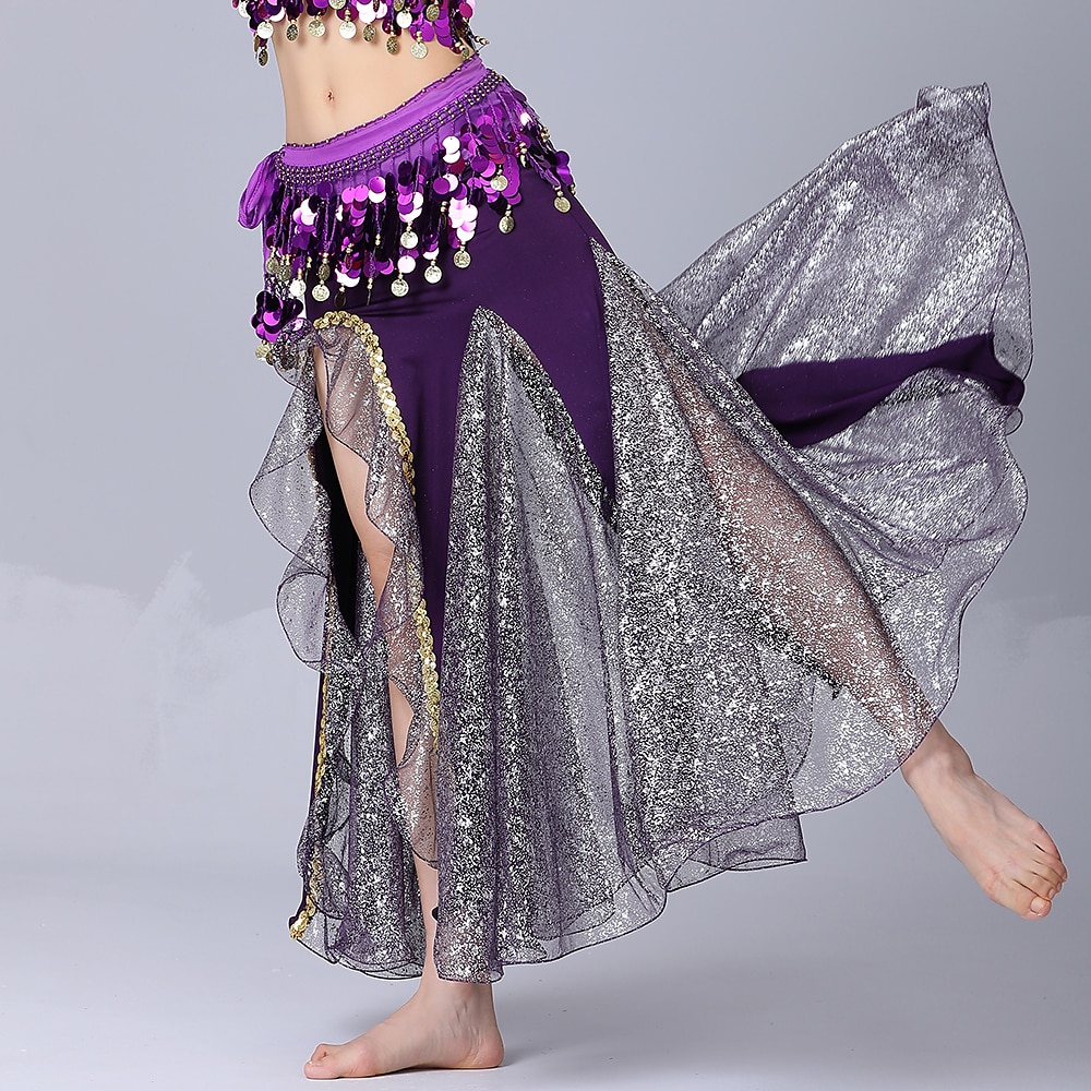 Danse du ventre Jupes Couleur Pure Fantaisie Tulle Femme Utilisation Entraînement Taille haute Mélange de Coton de 2025 ? $32.99 –P1