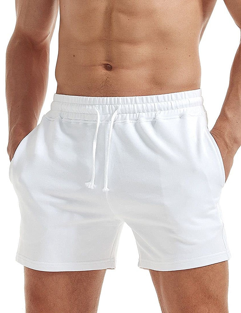 Herr Rosa shorts Atletiska shorts Svett shorts Träningsshorts Ficka Slät Komfort Andningsfunktion Utomhus Dagligen Utekväll Mode Ledigt Svart Vit 2025 - $10.99 –P3