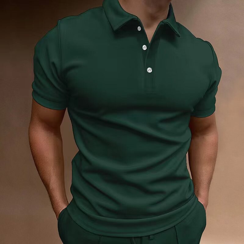 Men's Button Up Polos Polo Shirt Casual Holiday Lapel Short Sleeve Fashion Basic Plain Button Summer Regular Fit Black Navy Blue Blue Green Dark Gray Button Up Polos 2025 - $18.99 –P3